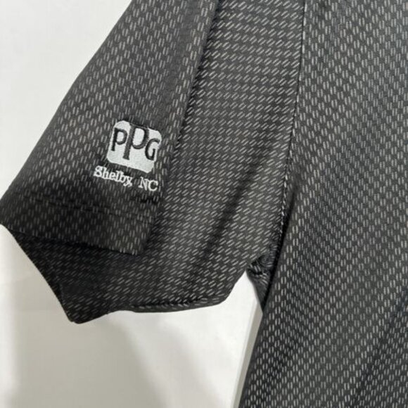 Nike Shirt Men’s Large Black Golf Polo Dri-Fit Stretch  All-Over Print EUC - Picture 2 of 7